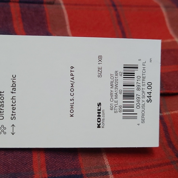 APT.9 BIG & TALL MENS STANDARD FIT PREMIER FLEX FLANNEL SHIRT SIZE 1XB - Picture 6 of 13